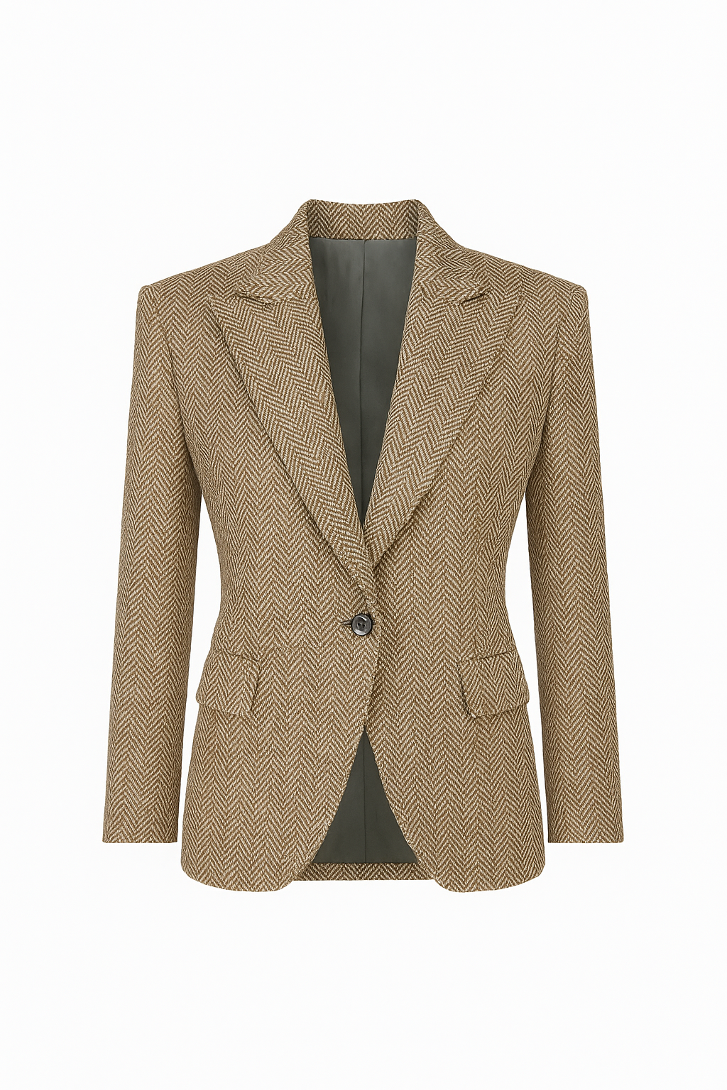 Light Brown Herringbone Toscana Vera Blazer